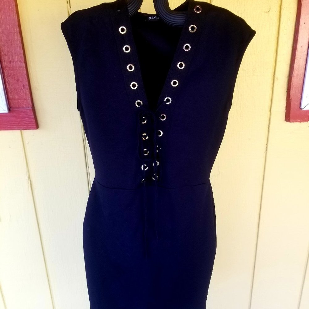 BLACK BODYCON WITH GOLD STUDS
